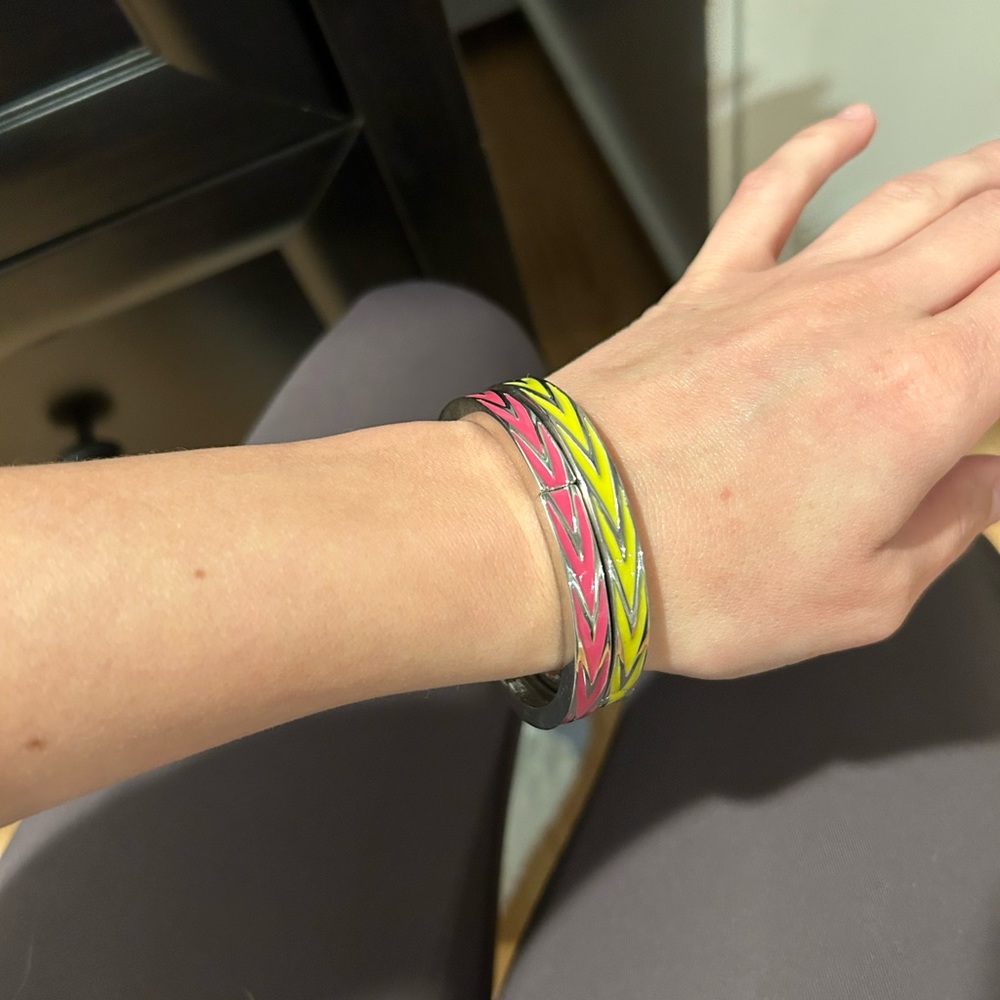 Lia Sofia pink and like green bangle bracelets small
